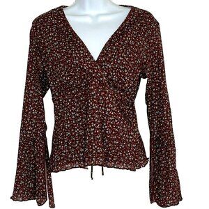 No Boundaries Babydoll Top Cropped sz L Y2K Dark Cottagecore Forest Fairy Grunge